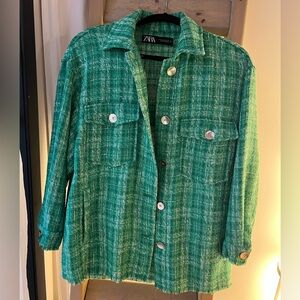 Zara Green Tweed Blazer